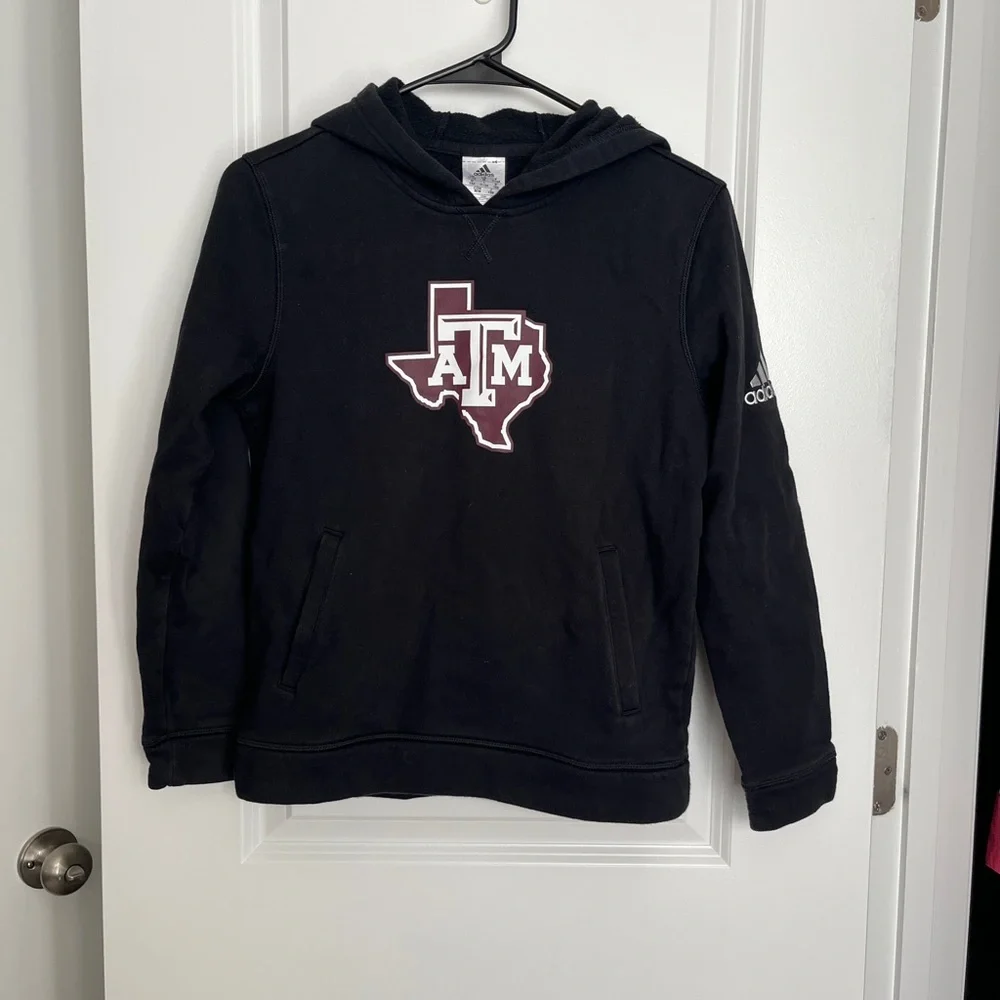 Youth Texas A&M Adidas Black Hoodie Size: 11-12Y